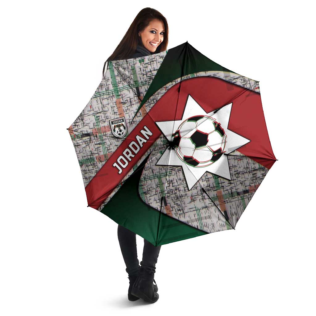 Jordan Football Umbrella Jordanian National Flag Colors Retro Glitch Art