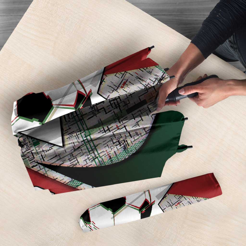 Jordan Football Umbrella Jordanian National Flag Colors Retro Glitch Art
