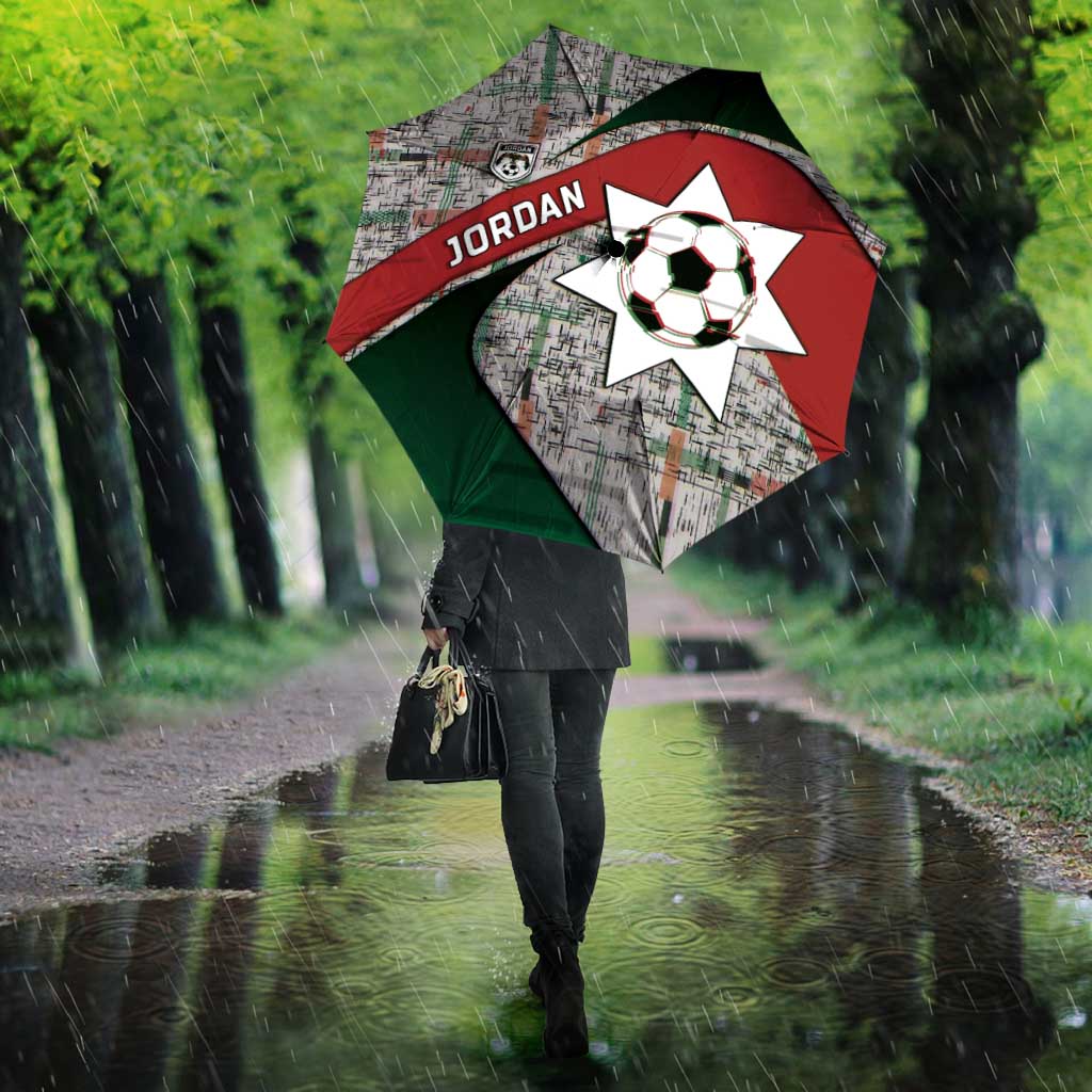Jordan Football Umbrella Jordanian National Flag Colors Retro Glitch Art