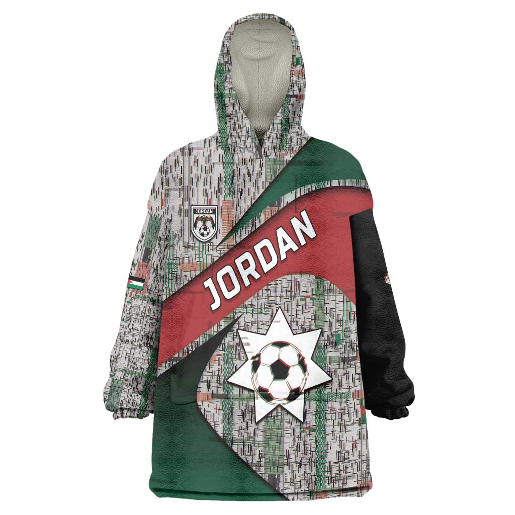 Custom Jordan Football Wearable Blanket Hoodie Jordanian National Flag Colors Retro Glitch Art
