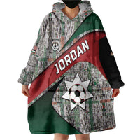 Custom Jordan Football Wearable Blanket Hoodie Jordanian National Flag Colors Retro Glitch Art
