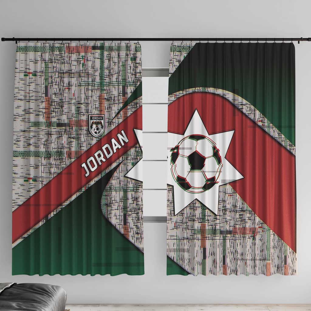 Jordan Football Window Curtain Jordanian National Flag Colors Retro Glitch Art