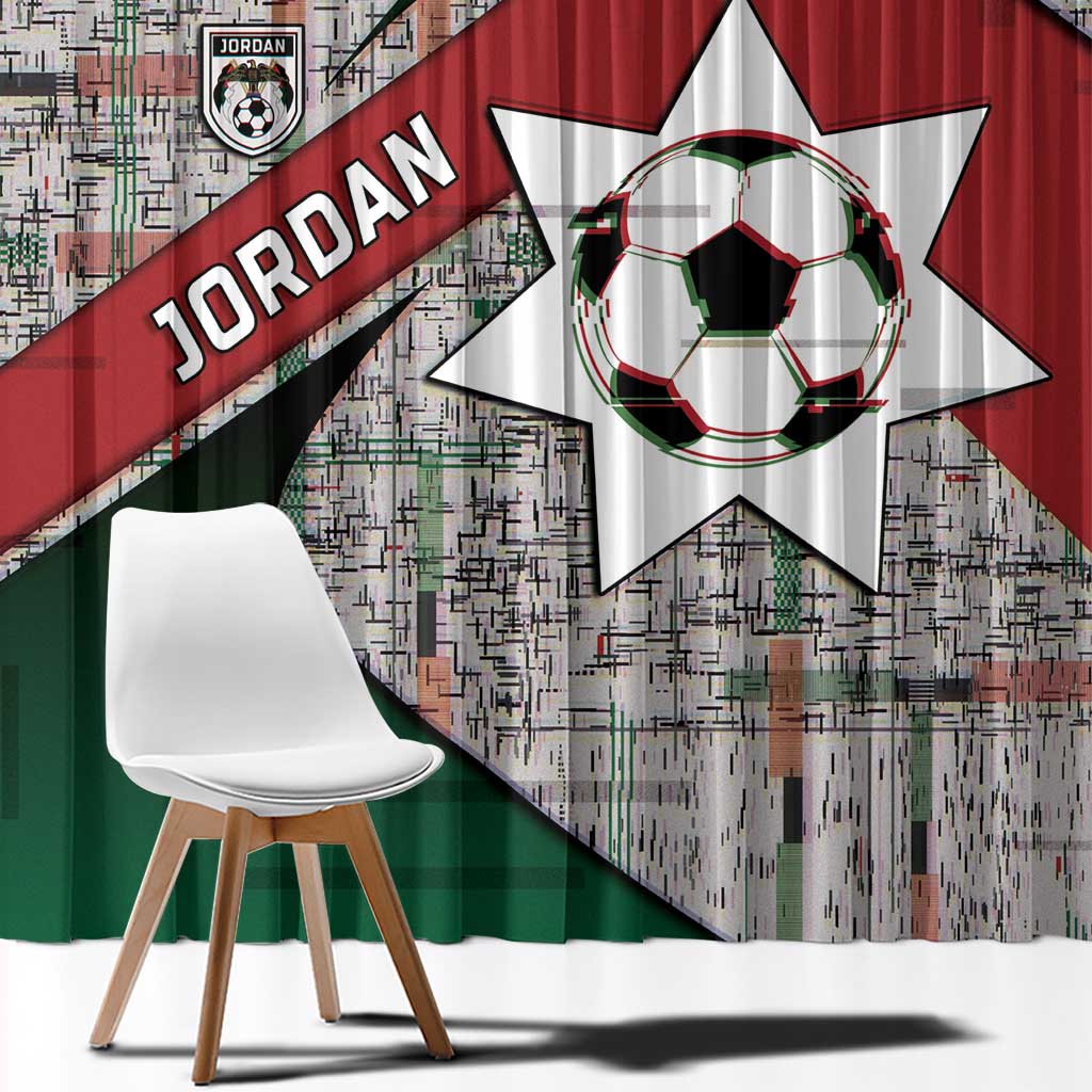 Jordan Football Window Curtain Jordanian National Flag Colors Retro Glitch Art