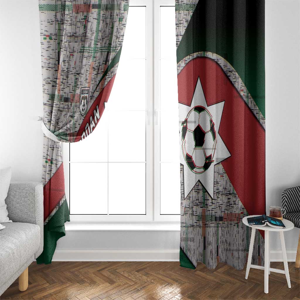 Jordan Football Window Curtain Jordanian National Flag Colors Retro Glitch Art