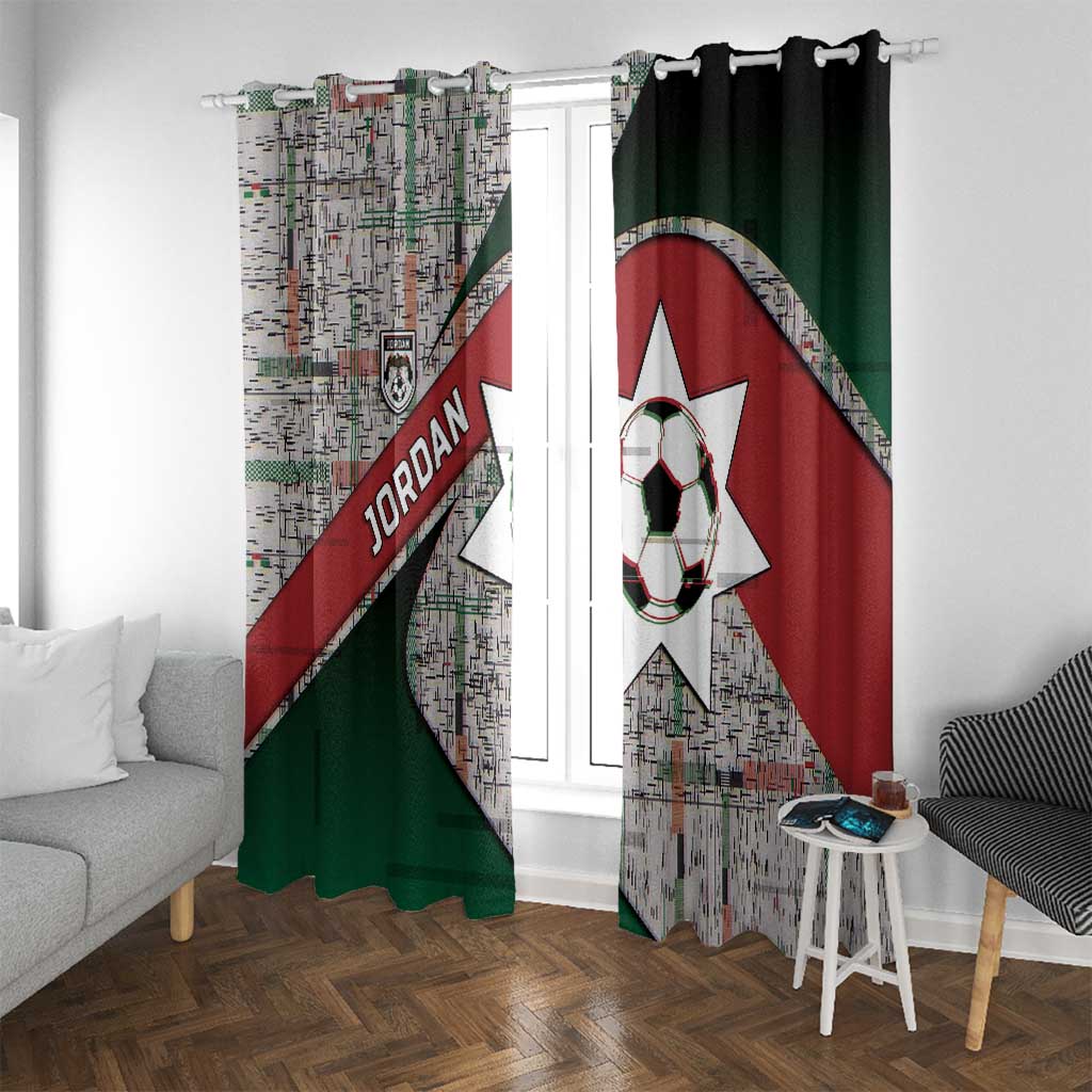 Jordan Football Window Curtain Jordanian National Flag Colors Retro Glitch Art