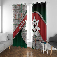 Jordan Football Window Curtain Jordanian National Flag Colors Retro Glitch Art