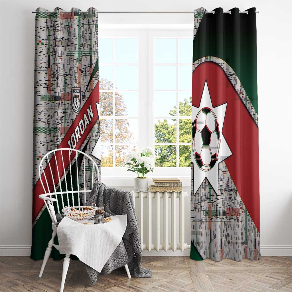 Jordan Football Window Curtain Jordanian National Flag Colors Retro Glitch Art