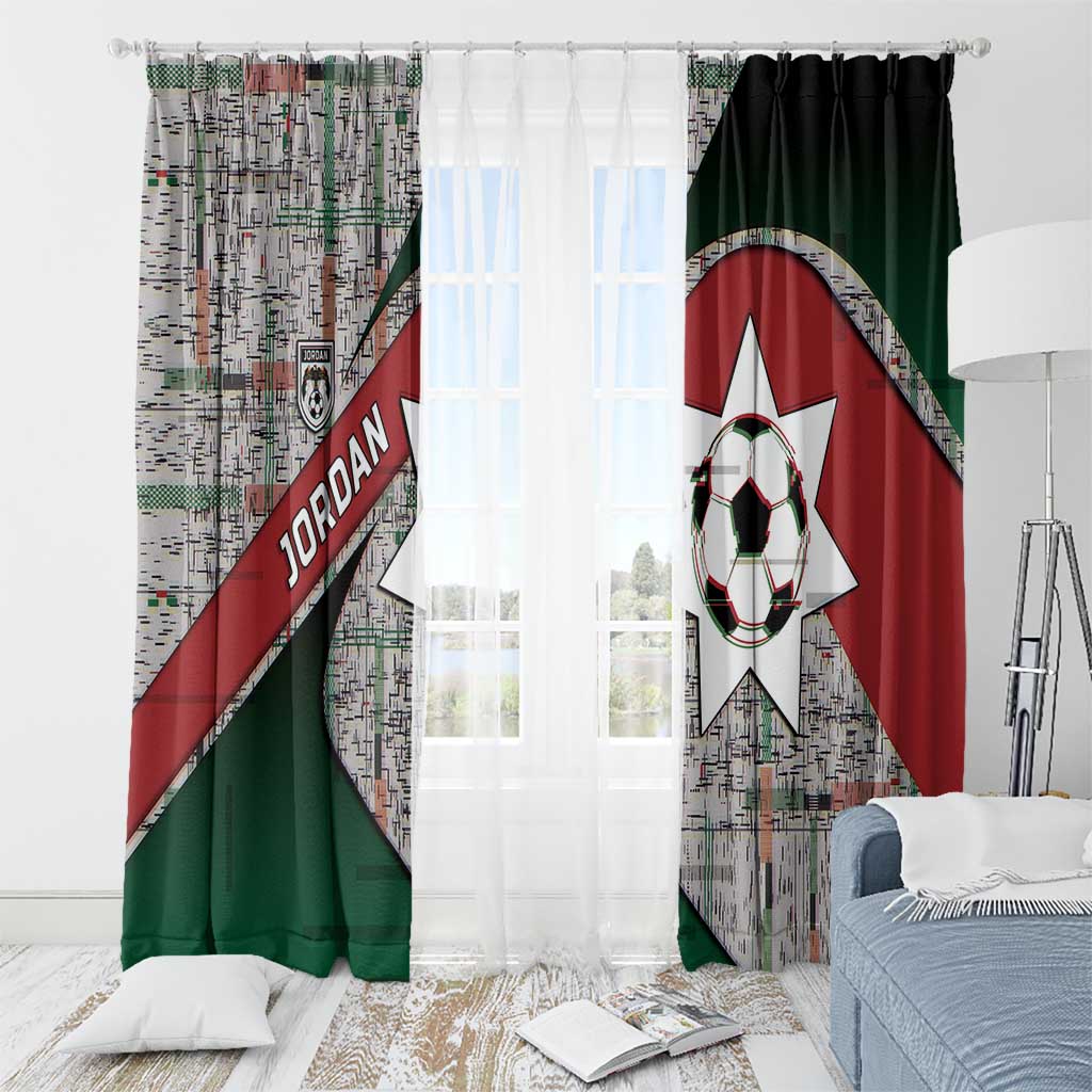 Jordan Football Window Curtain Jordanian National Flag Colors Retro Glitch Art