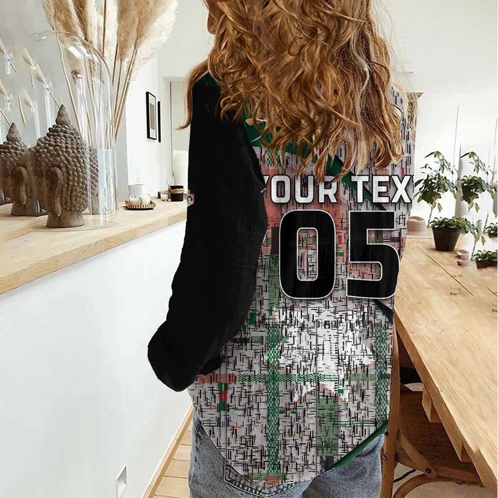 Custom Jordan Football Women Casual Shirt Jordanian National Flag Colors Retro Glitch Art