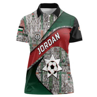 Custom Jordan Football Women Polo Shirt Jordanian National Flag Colors Retro Glitch Art