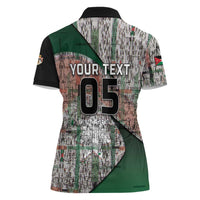 Custom Jordan Football Women Polo Shirt Jordanian National Flag Colors Retro Glitch Art