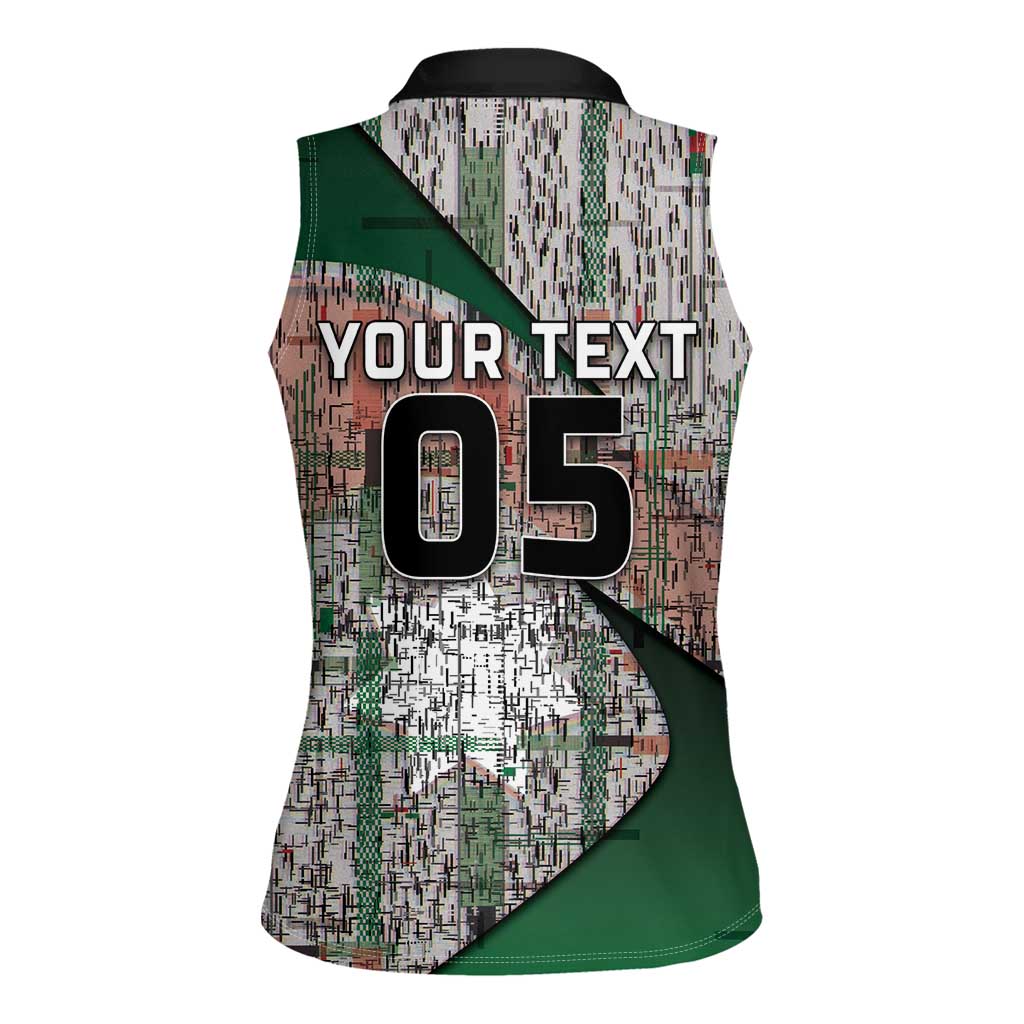 Custom Jordan Football Women Sleeveless Polo Shirt Jordanian National Flag Colors Retro Glitch Art