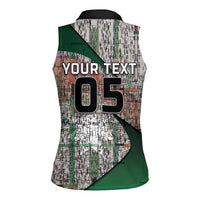 Custom Jordan Football Women Sleeveless Polo Shirt Jordanian National Flag Colors Retro Glitch Art