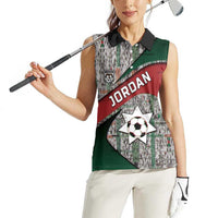 Custom Jordan Football Women Sleeveless Polo Shirt Jordanian National Flag Colors Retro Glitch Art