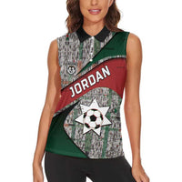 Custom Jordan Football Women Sleeveless Polo Shirt Jordanian National Flag Colors Retro Glitch Art