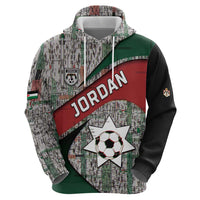 Custom Jordan Football Zip Hoodie Jordanian National Flag Colors Retro Glitch Art