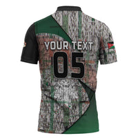 Custom Jordan Football Zipper Polo Shirt Jordanian National Flag Colors Retro Glitch Art