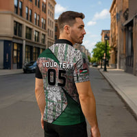 Custom Jordan Football Zipper Polo Shirt Jordanian National Flag Colors Retro Glitch Art