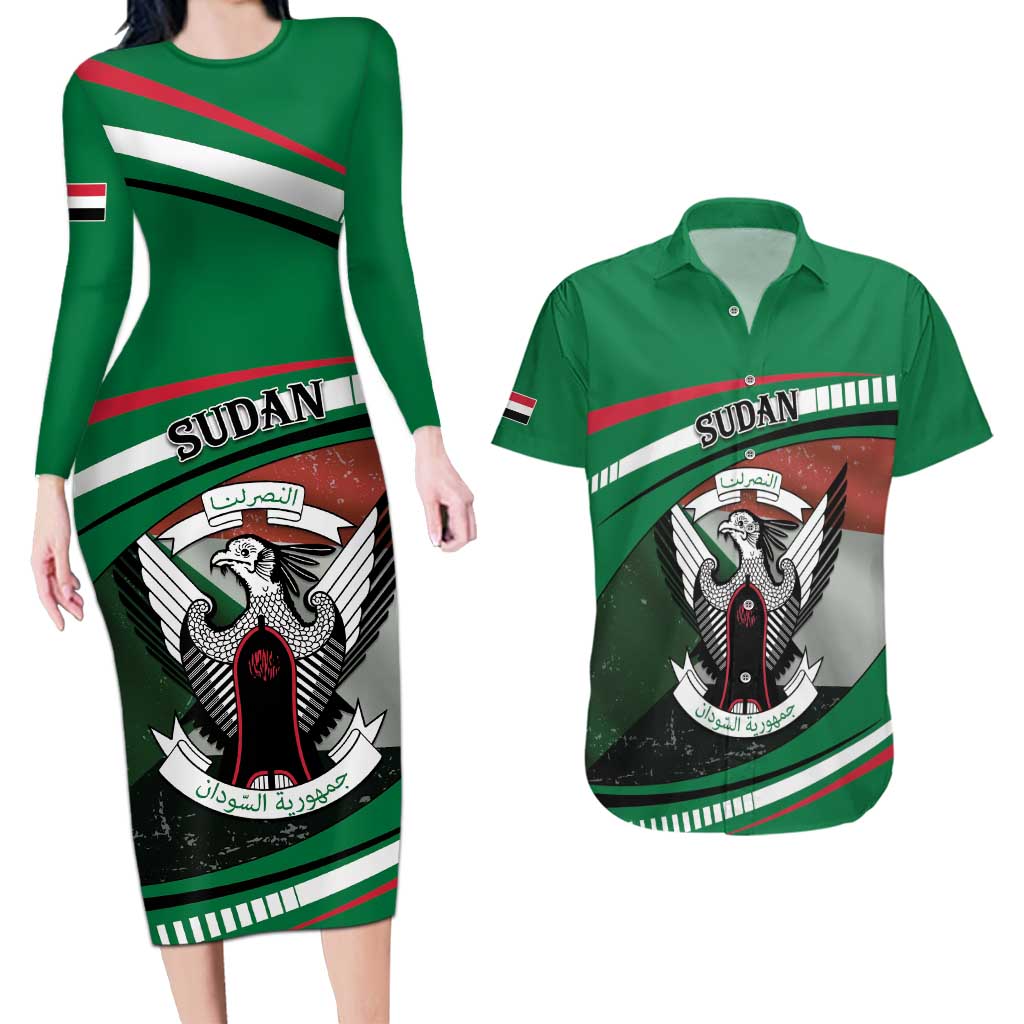 Sudan Couples Matching Long Sleeve Bodycon Dress and Hawaiian Shirt Victory Is Ours - Wonder Print Shop