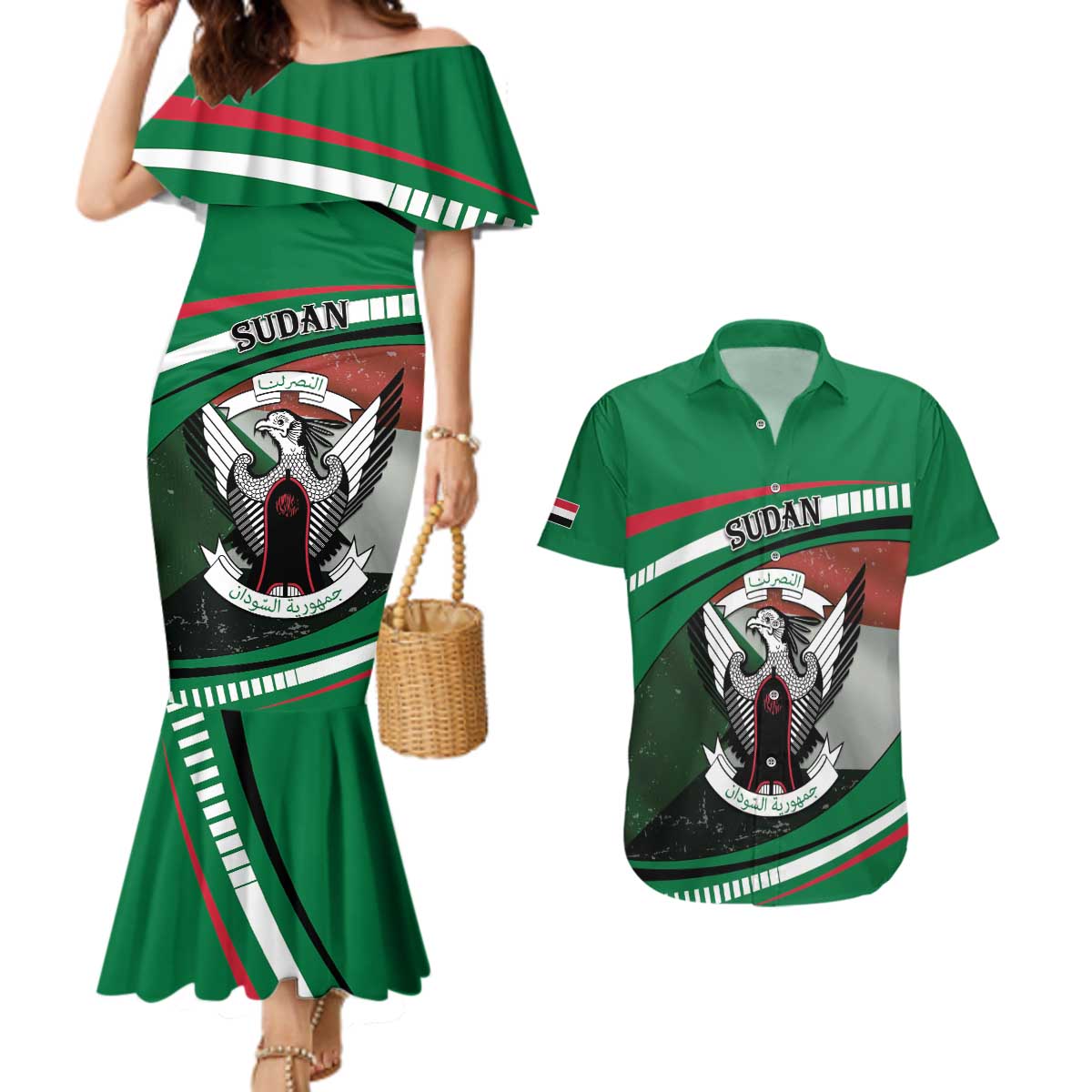 Sudan Couples Matching Mermaid Dress and Hawaiian Shirt Victory Is Ours - Wonder Print Shop