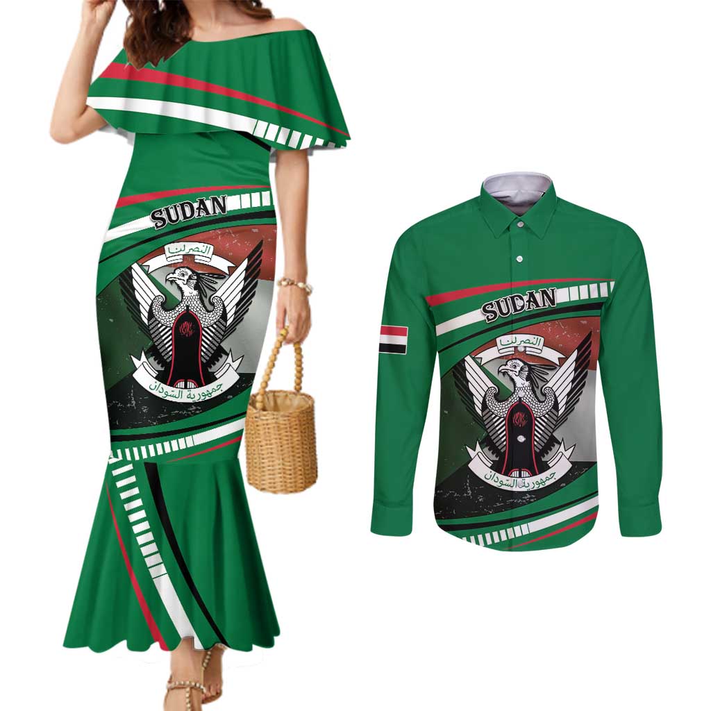 Sudan Couples Matching Mermaid Dress and Long Sleeve Button Shirt Victory Is Ours - Wonder Print Shop