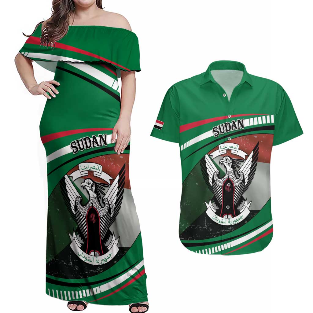 Sudan Couples Matching Off Shoulder Maxi Dress and Hawaiian Shirt Victory Is Ours - Wonder Print Shop