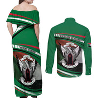 Sudan Couples Matching Off Shoulder Maxi Dress and Long Sleeve Button Shirt Victory Is Ours - Wonder Print Shop