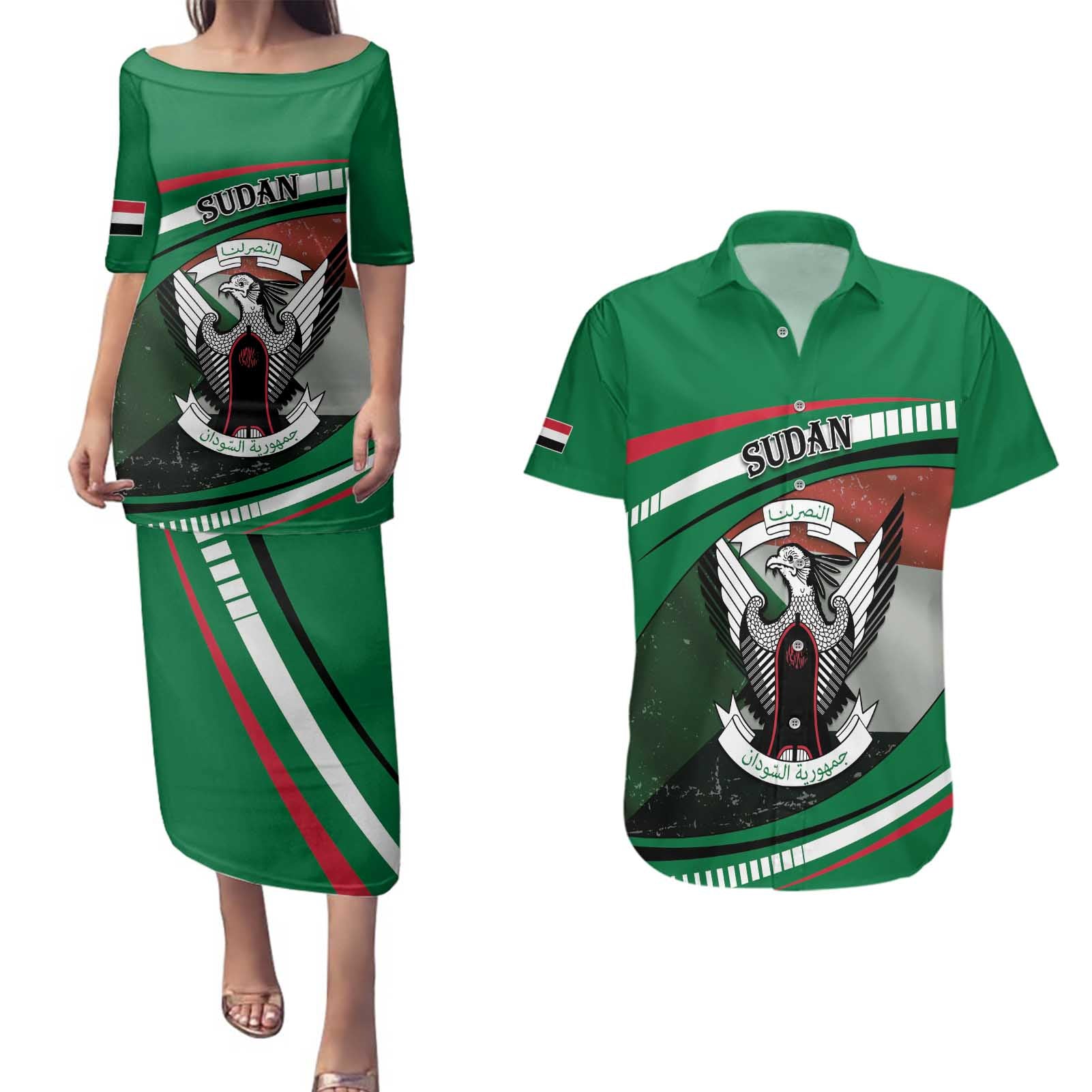 Sudan Couples Matching Puletasi and Hawaiian Shirt Victory Is Ours - Wonder Print Shop