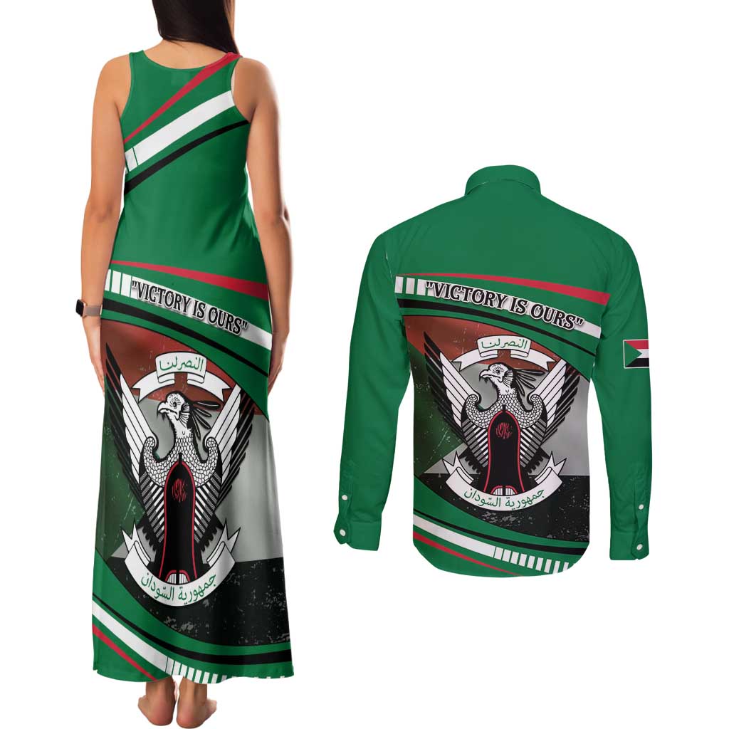 Sudan Couples Matching Tank Maxi Dress and Long Sleeve Button Shirt Victory Is Ours - Wonder Print Shop