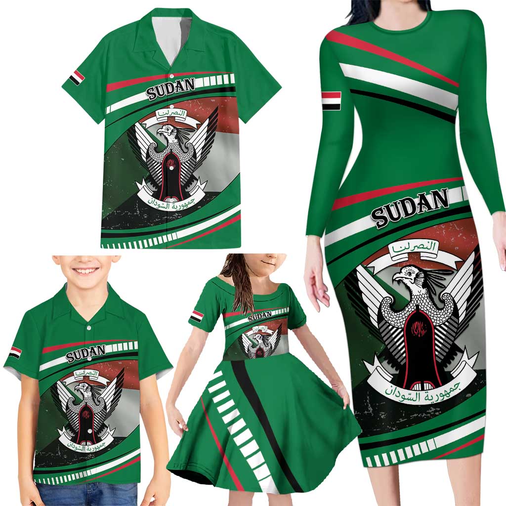 Sudan Family Matching Long Sleeve Bodycon Dress and Hawaiian Shirt Victory Is Ours - Wonder Print Shop