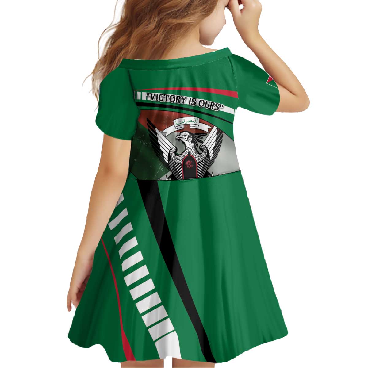 Sudan Family Matching Off The Shoulder Long Sleeve Dress and Hawaiian Shirt Victory Is Ours - Wonder Print Shop