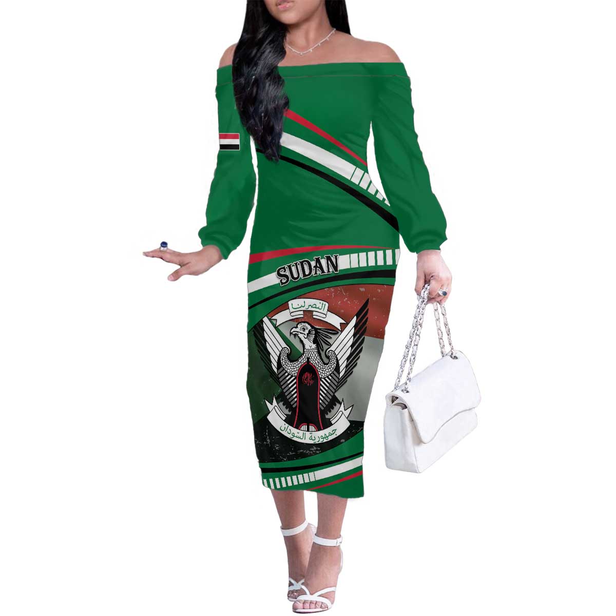 Sudan Family Matching Off The Shoulder Long Sleeve Dress and Hawaiian Shirt Victory Is Ours - Wonder Print Shop