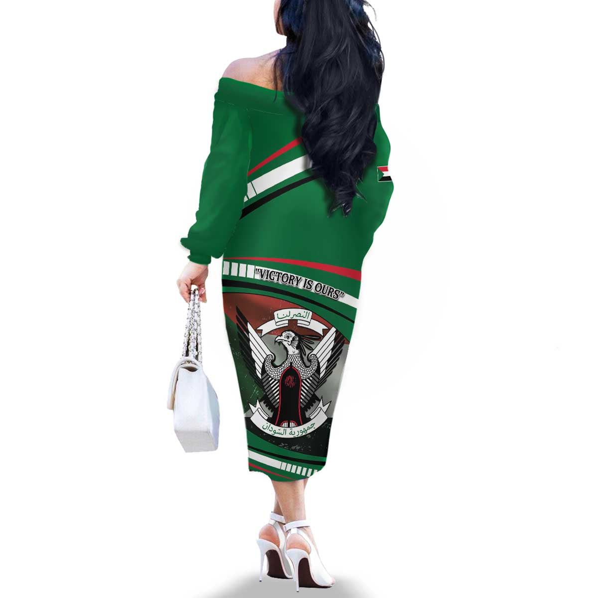 Sudan Family Matching Off The Shoulder Long Sleeve Dress and Hawaiian Shirt Victory Is Ours - Wonder Print Shop