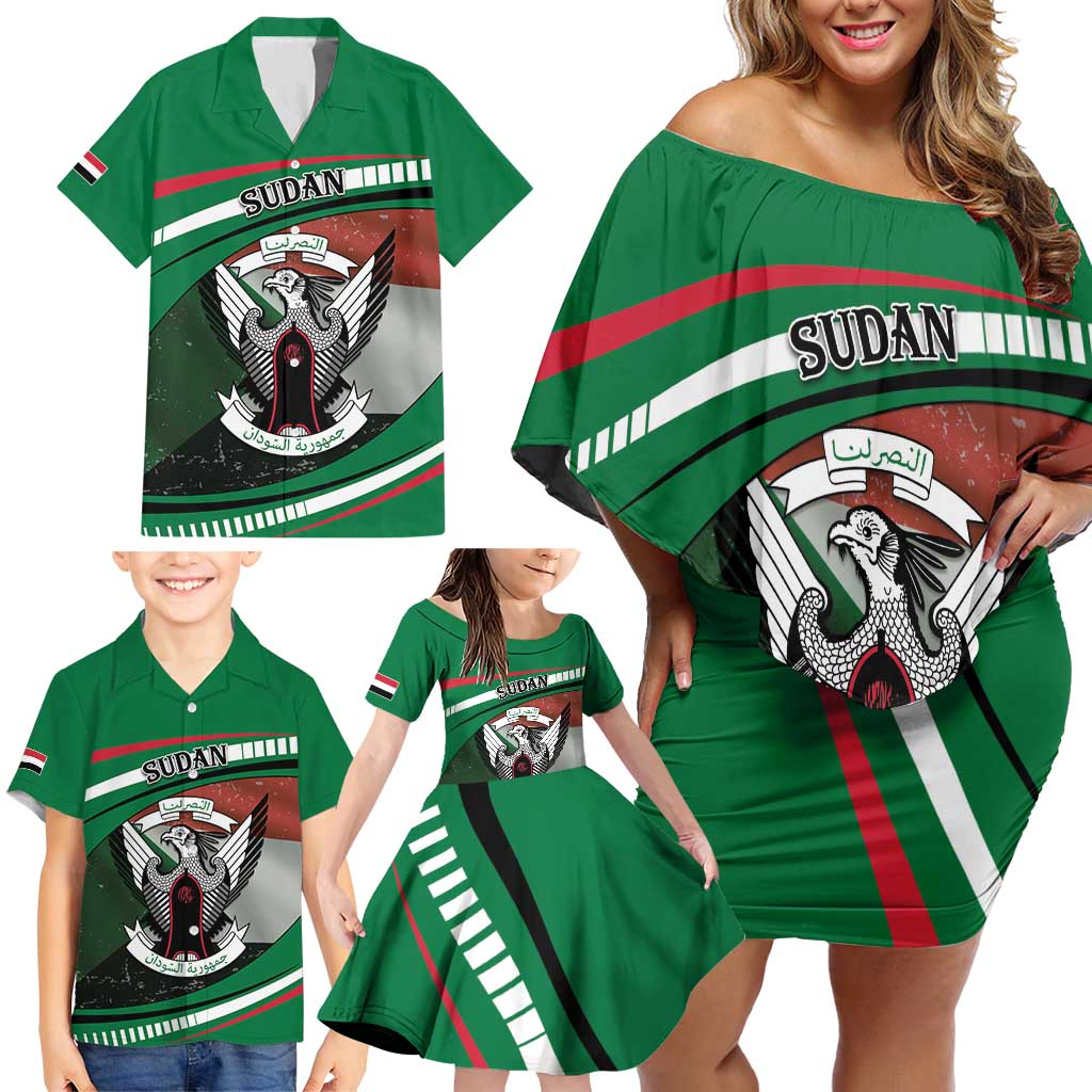 Sudan Family Matching Off Shoulder Short Dress and Hawaiian Shirt Victory Is Ours - Wonder Print Shop