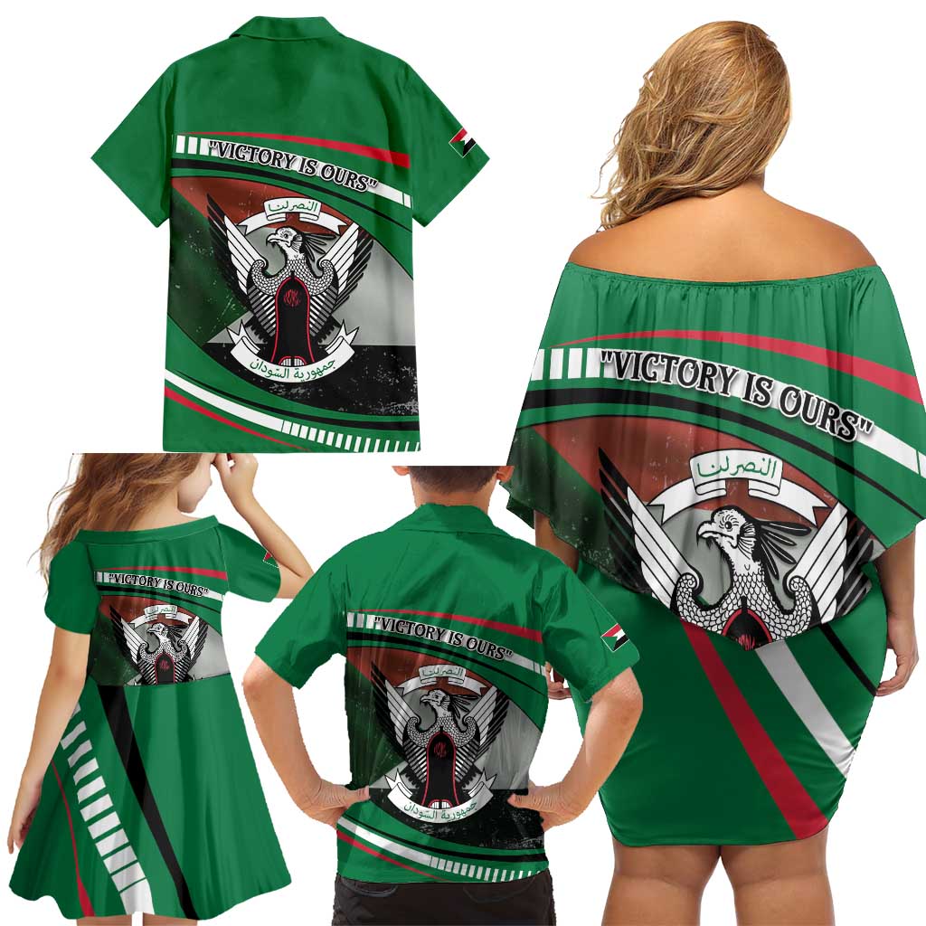 Sudan Family Matching Off Shoulder Short Dress and Hawaiian Shirt Victory Is Ours - Wonder Print Shop