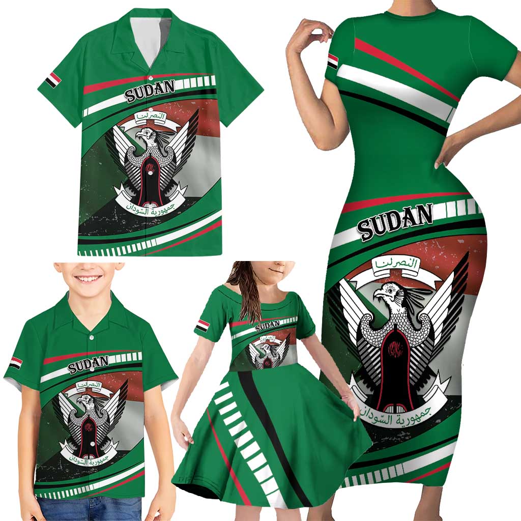 Sudan Family Matching Short Sleeve Bodycon Dress and Hawaiian Shirt Victory Is Ours - Wonder Print Shop