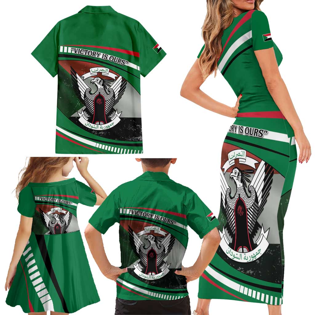 Sudan Family Matching Short Sleeve Bodycon Dress and Hawaiian Shirt Victory Is Ours - Wonder Print Shop