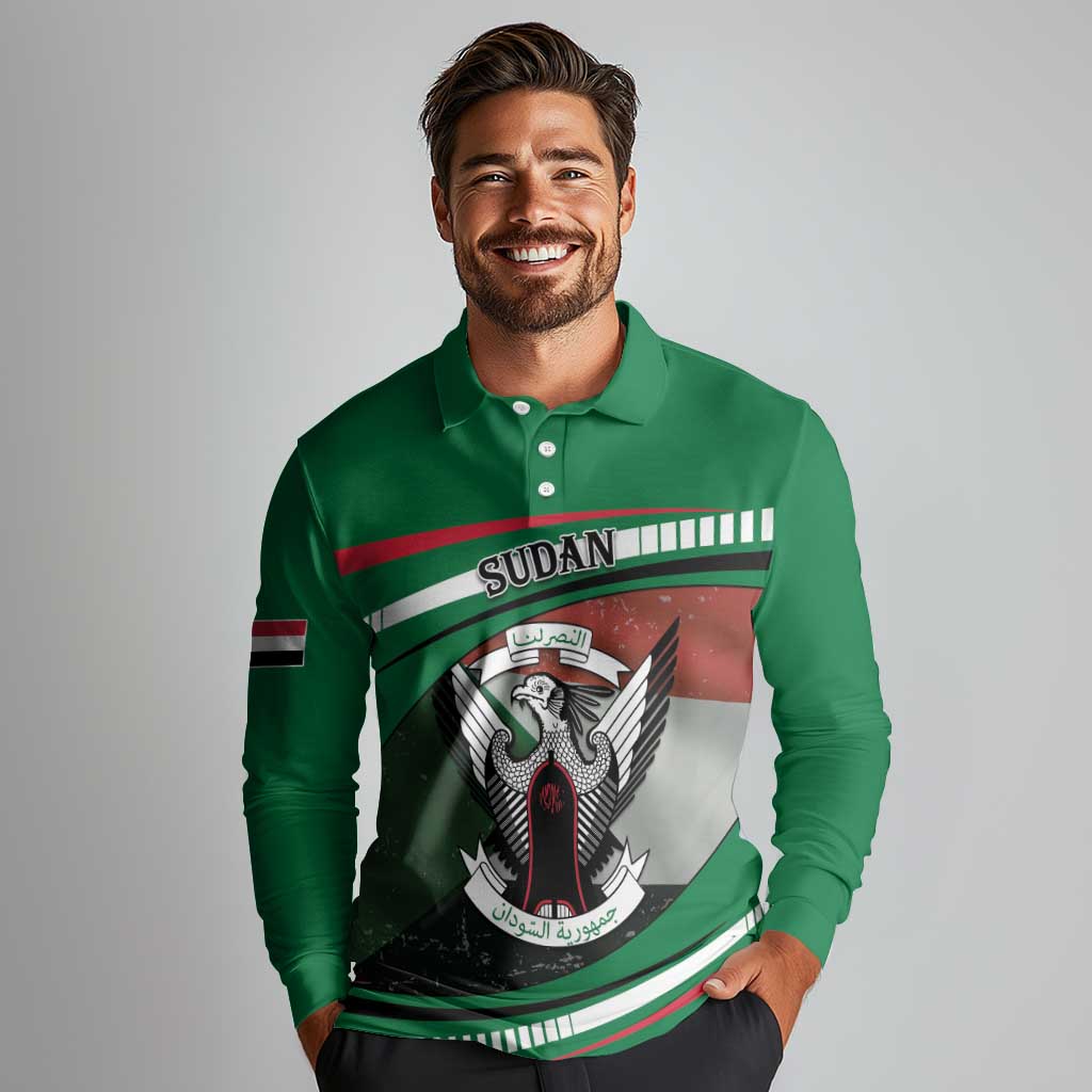 Sudan Long Sleeve Polo Shirt Victory Is Ours - Wonder Print Shop