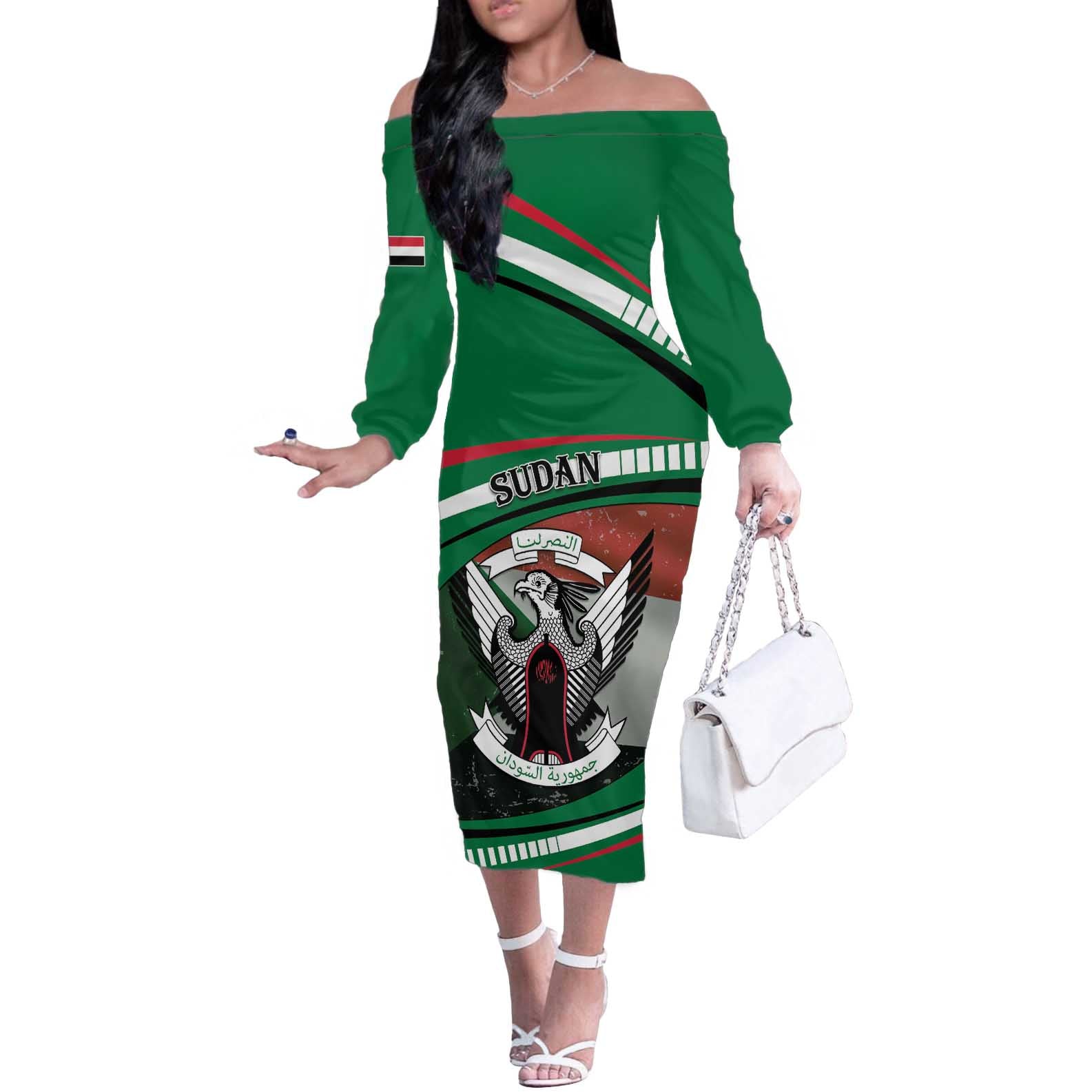 Sudan Off The Shoulder Long Sleeve Dress Victory Is Ours - Wonder Print Shop
