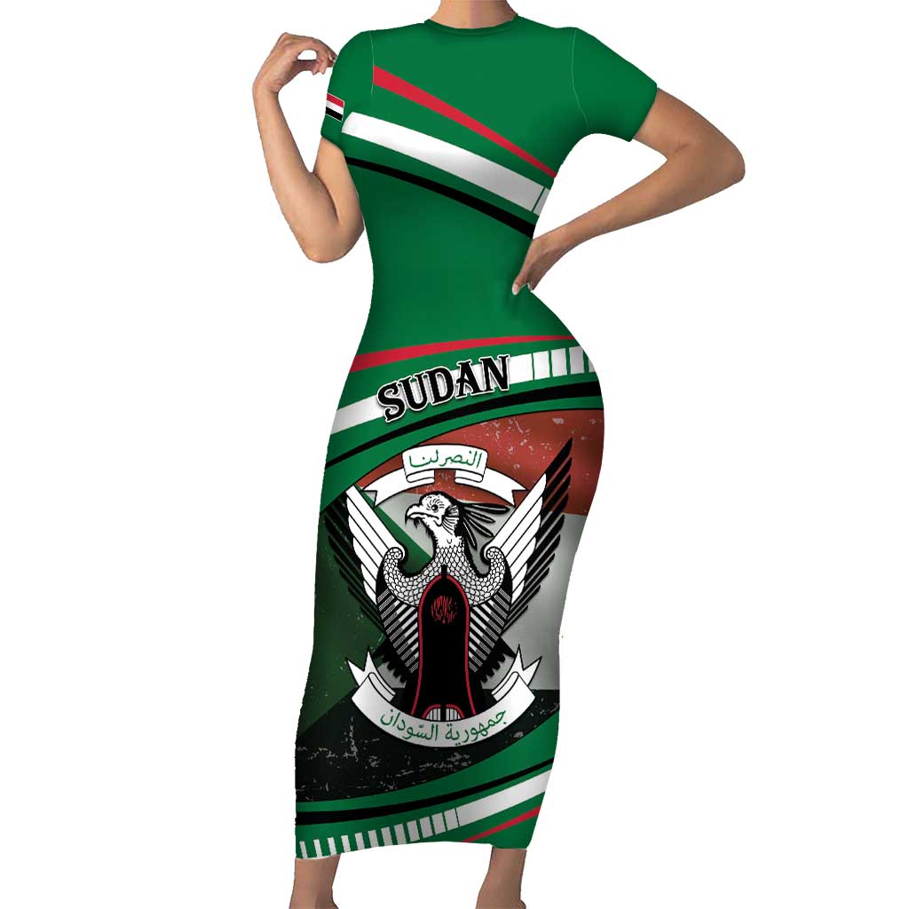 Sudan Short Sleeve Bodycon Dress Victory Is Ours - Wonder Print Shop