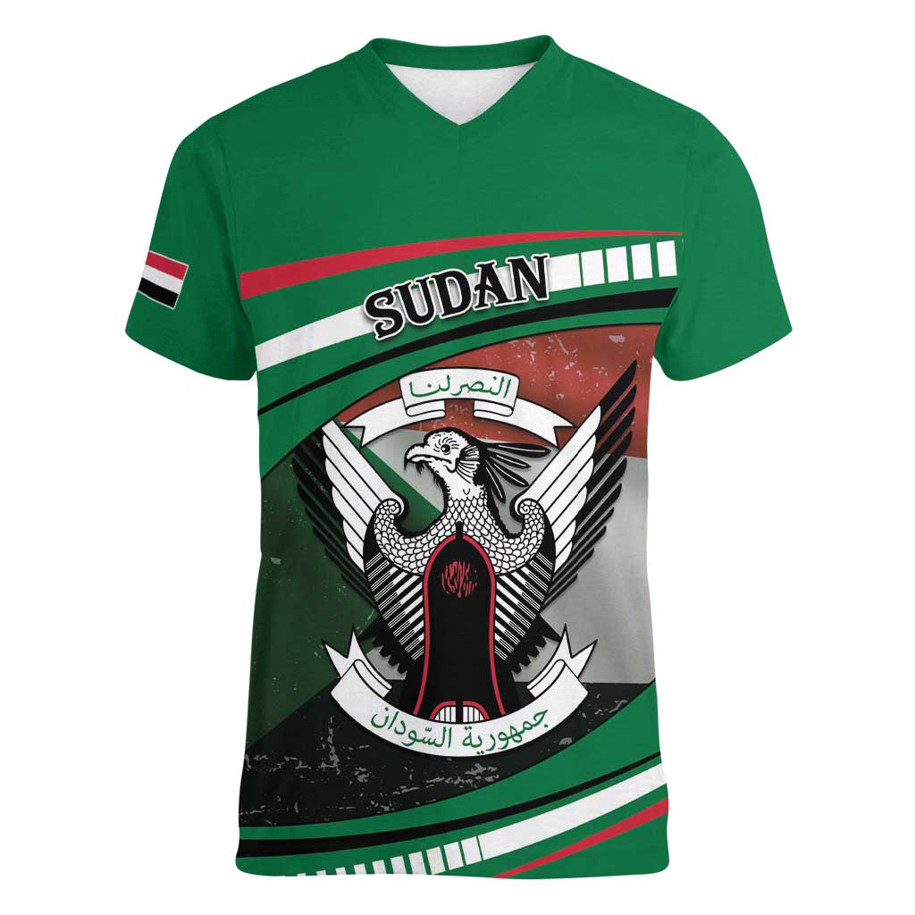Sudan Women V-Neck T-Shirt Victory Is Ours - Wonder Print Shop