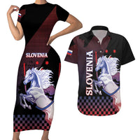 Personalized Slovenia Couples Matching Short Sleeve Bodycon Dress and Hawaiian Shirt The Lipizzaner Horse - Wonder Print Shop