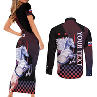 Personalized Slovenia Couples Matching Short Sleeve Bodycon Dress and Long Sleeve Button Shirt The Lipizzaner Horse - Wonder Print Shop