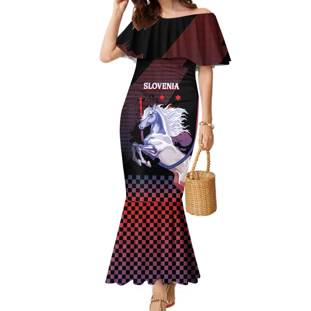 Personalized Slovenia Family Matching Mermaid Dress and Hawaiian Shirt The Lipizzaner Horse - Wonder Print Shop