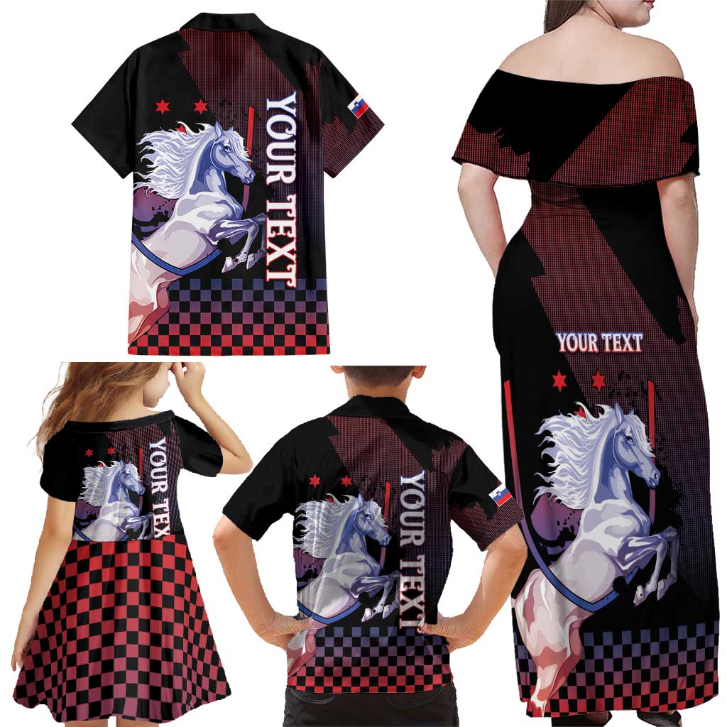 Personalized Slovenia Family Matching Off Shoulder Maxi Dress and Hawaiian Shirt The Lipizzaner Horse - Wonder Print Shop