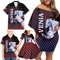 Personalized Slovenia Family Matching Off Shoulder Short Dress and Hawaiian Shirt The Lipizzaner Horse - Wonder Print Shop