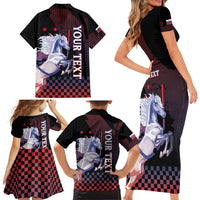 Personalized Slovenia Family Matching Short Sleeve Bodycon Dress and Hawaiian Shirt The Lipizzaner Horse - Wonder Print Shop