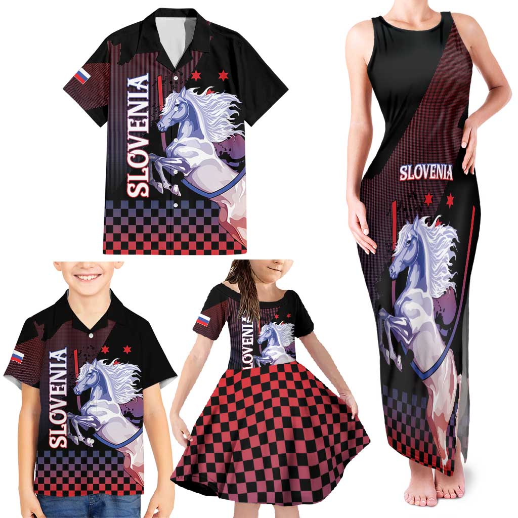 Personalized Slovenia Family Matching Tank Maxi Dress and Hawaiian Shirt The Lipizzaner Horse - Wonder Print Shop