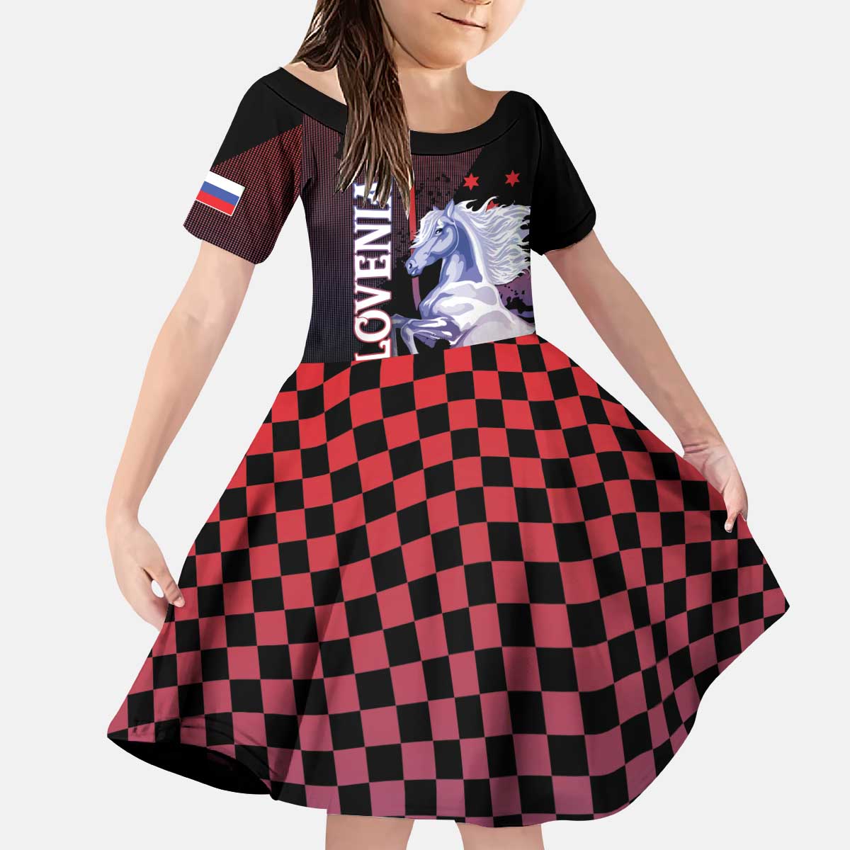 Personalized Slovenia Kid Short Sleeve Dress The Lipizzaner Horse - Wonder Print Shop