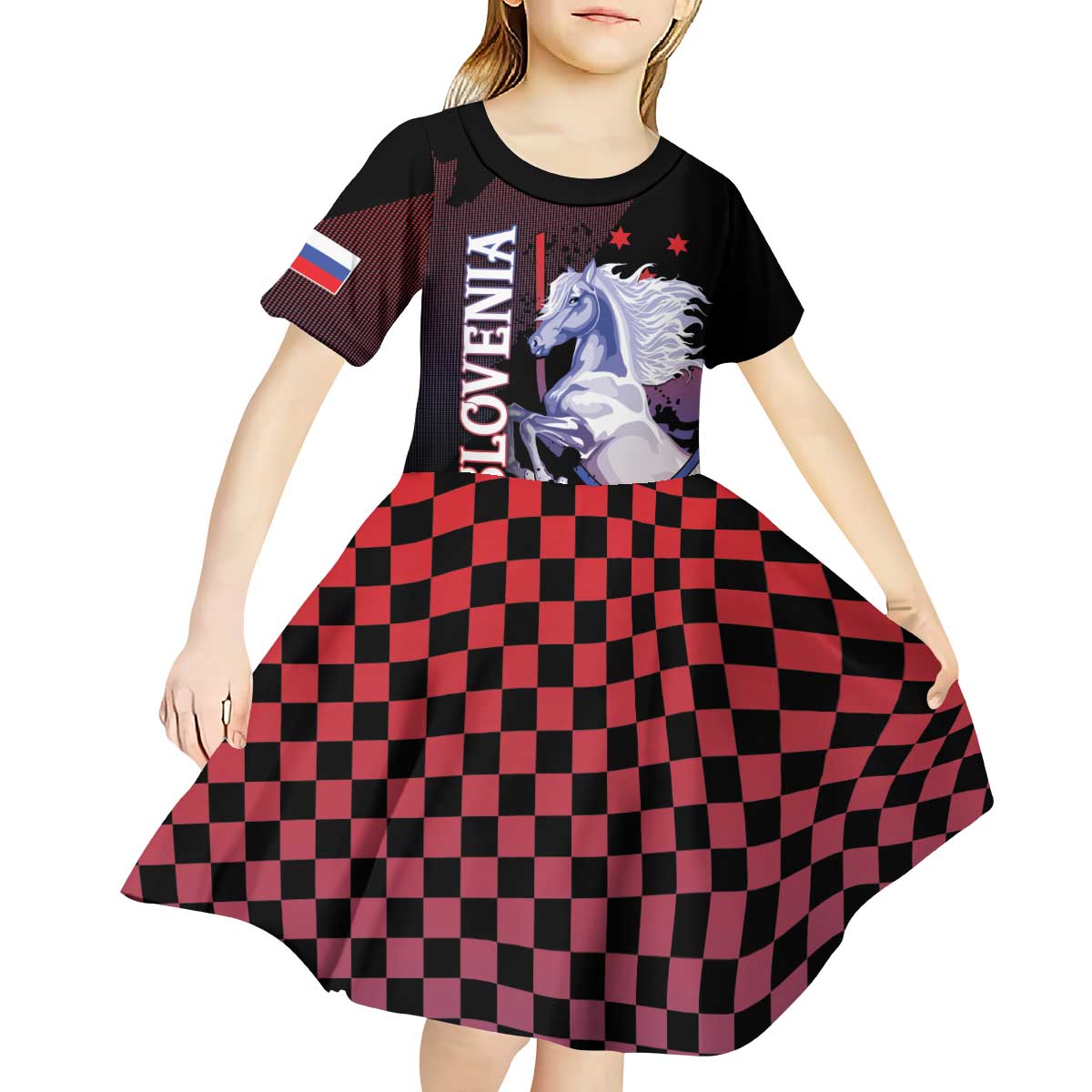 Personalized Slovenia Kid Short Sleeve Dress The Lipizzaner Horse - Wonder Print Shop